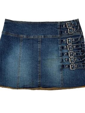 Y2K Denim Buckle Mini Skirt